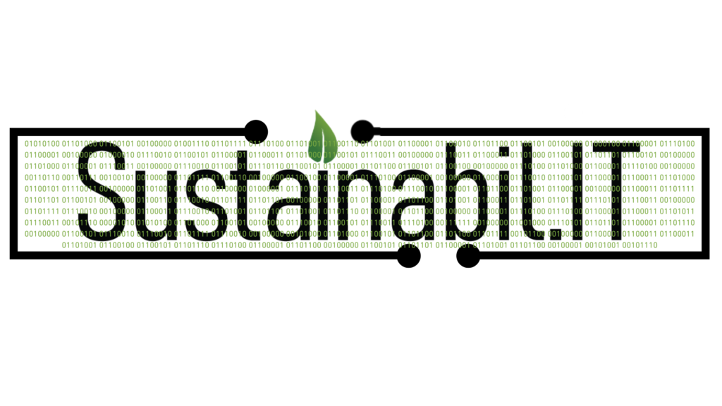 The Sustainabil.IT word logo with a black circuit border with green binary code on a white background. The binary is customised with a hidden cyber security, GRC, and ESG.