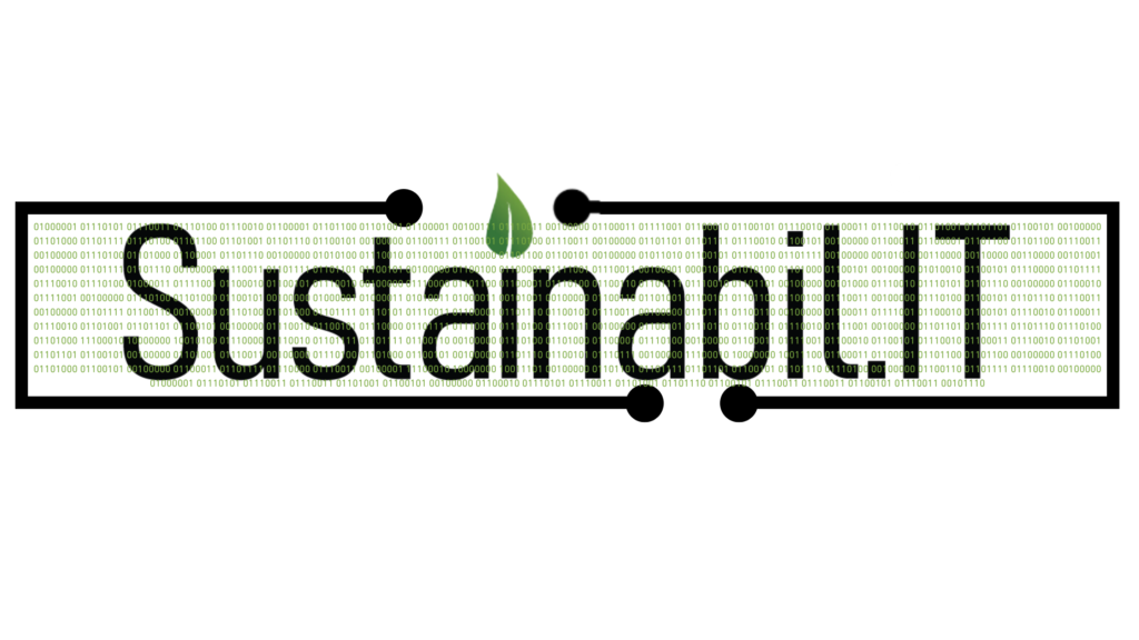 The Sustainabil.IT word logo with a black circuit border with green binary code on a white background. The binary is customised with a hidden cyber security, GRC, and ESG.